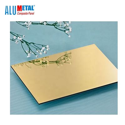 1220 X 2440 mm Złoty aluminiowy kompozytowy arkusz lustrzany B1 o grubości 0,5 mm z HDPE